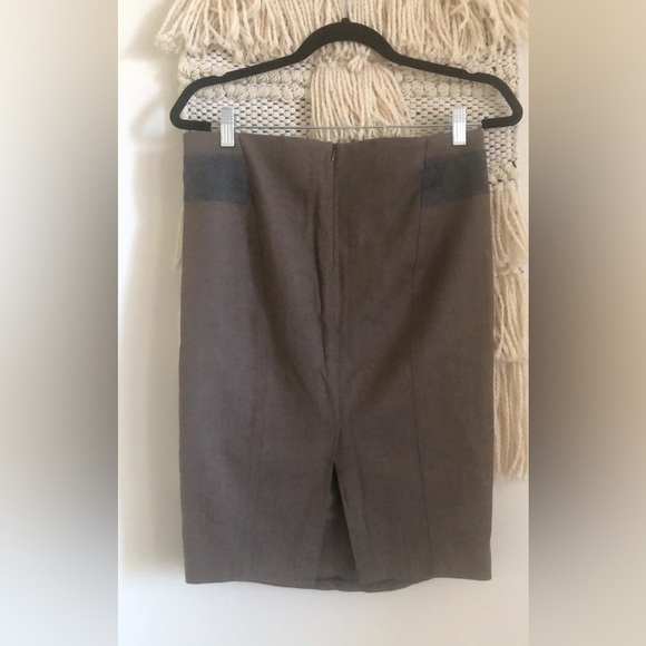Brunello Cucinelli Virgin Wool Blend Pencil Skirt Brown Gray Size 6 - Picture 2 of 5